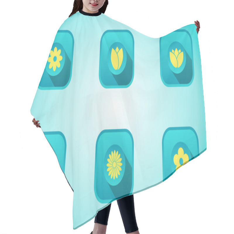 Personality  Set Of Flower Icons Hair Cutting Cape