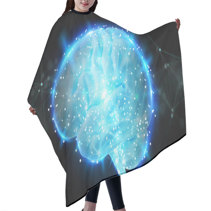 Personality  Digital 3D Projection Of A Human Brain On Black Background 3D Rendering Hair Cutting Cape