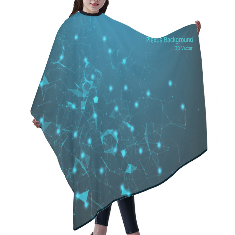 Personality  Abstract Vector Illuminated Particles And Lines. Plexus Effect.  Hair Cutting Cape