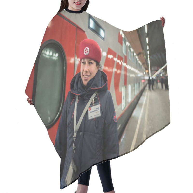 Personality  Portrait Of A Train Conductor Hair Cutting Cape