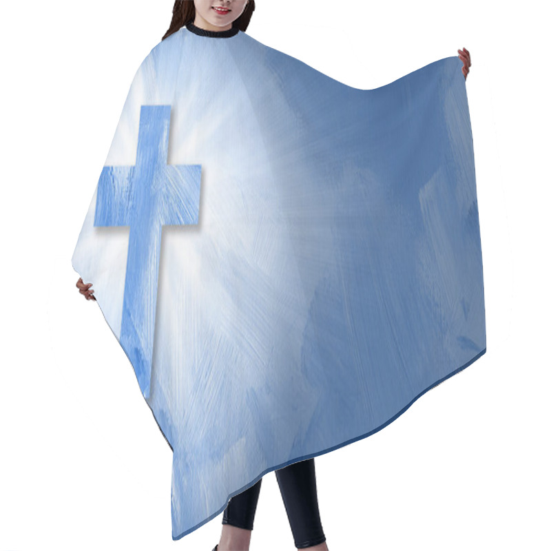 Personality  Graphic Christian Cross With Abstract Beams Of Light. Hair Cutting Cape