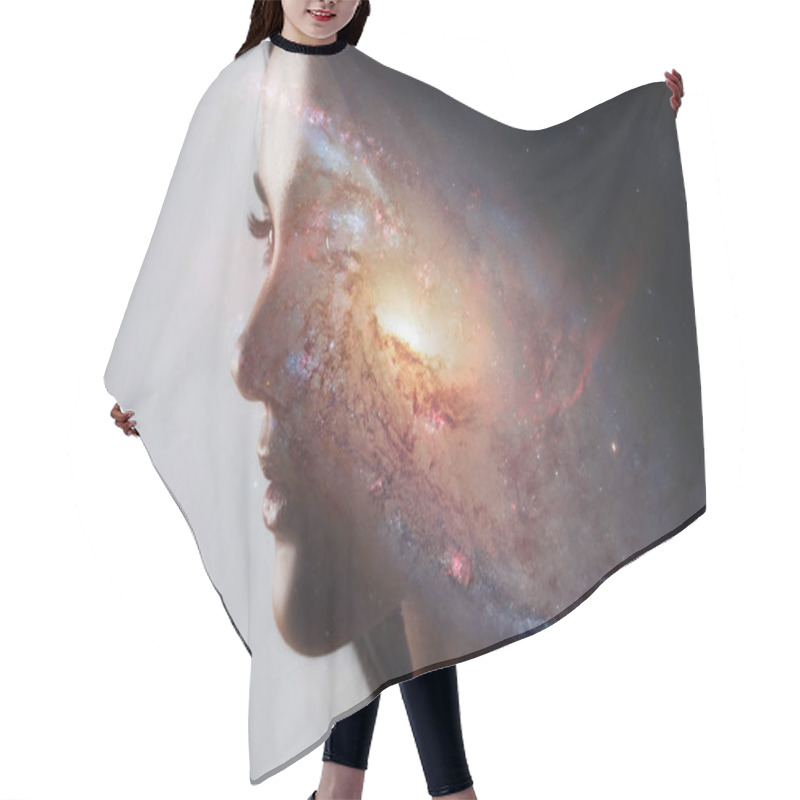 Personality  The Universe Inside Us, The Profile Of A Young Woman And Space,  Hair Cutting Cape