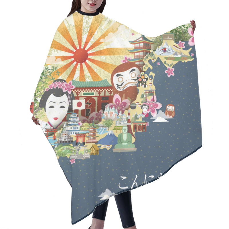 Personality  Beautiful Japan Travel Map Hair Cutting Cape