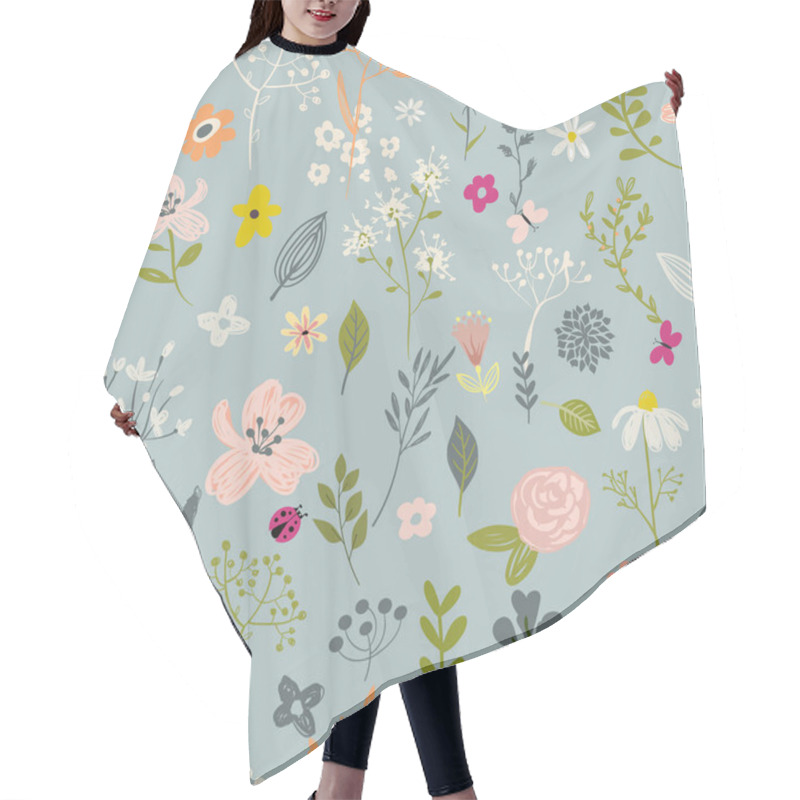 Personality  Doodle Floral Seamless Pattern Hair Cutting Cape