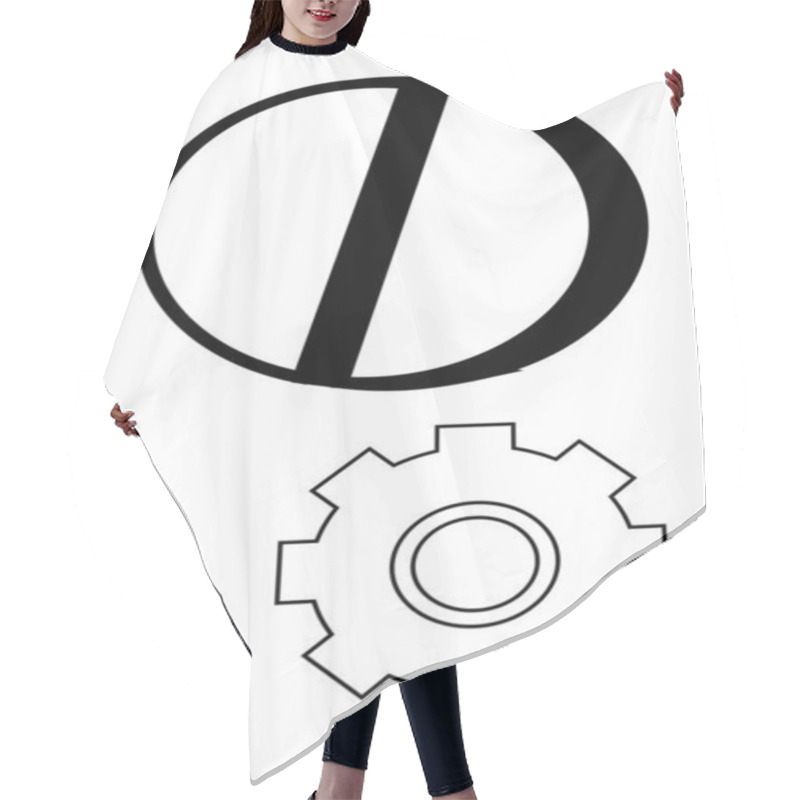 Personality  Divided Circle, Gear With Inner Detailing, And Slim Spoon Create A Bold Contrast. Ideal For Science, Technology, Innovation, Mechanics, Precision, Minimalism Abstract Line Flat Metaphor Hair Cutting Cape