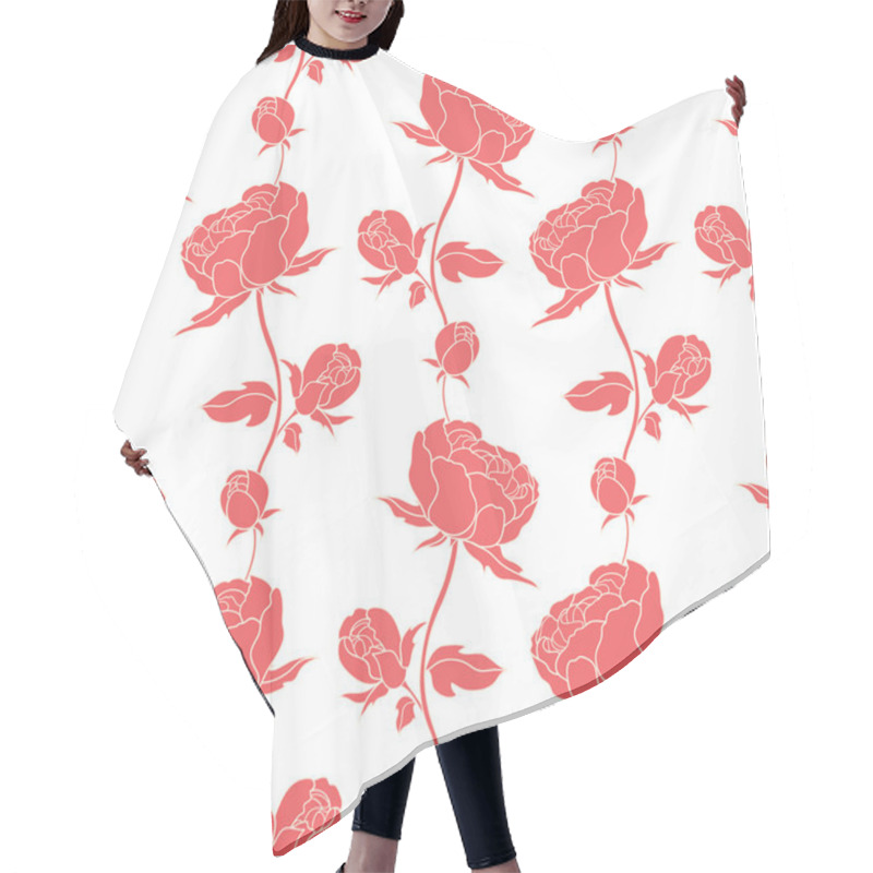 Personality  Seamless Floral Pattern With Peonies Hair Cutting Cape