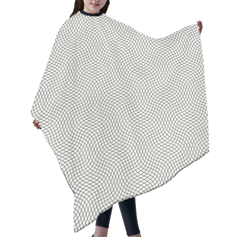 Personality  Guilloche Pattern With Diagonal Wavy Lines. Hair Cutting Cape