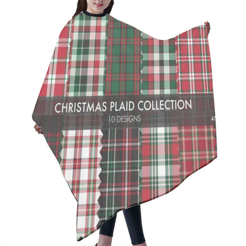 Personality  Christmas Plaid, Tartan Seamless Pattern Collection Includes 10 Designs Suitable For Fashion Textiles And Graphics Hair Cutting Cape