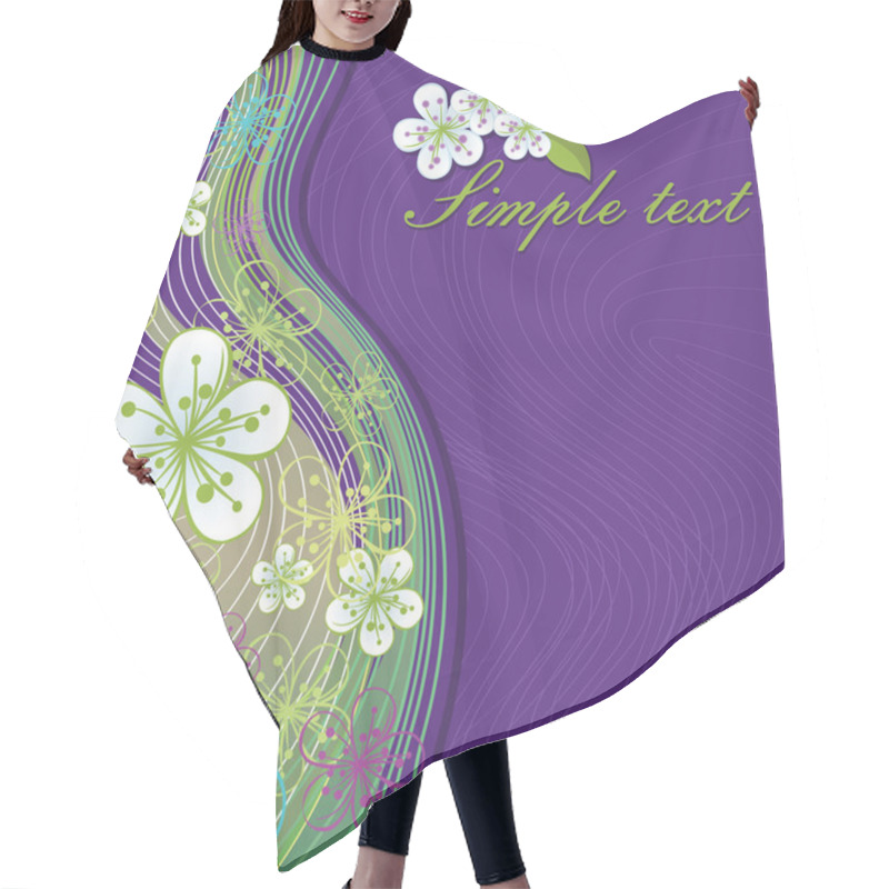 Personality  Spring Flowers And Line Background.Design Template Hair Cutting Cape