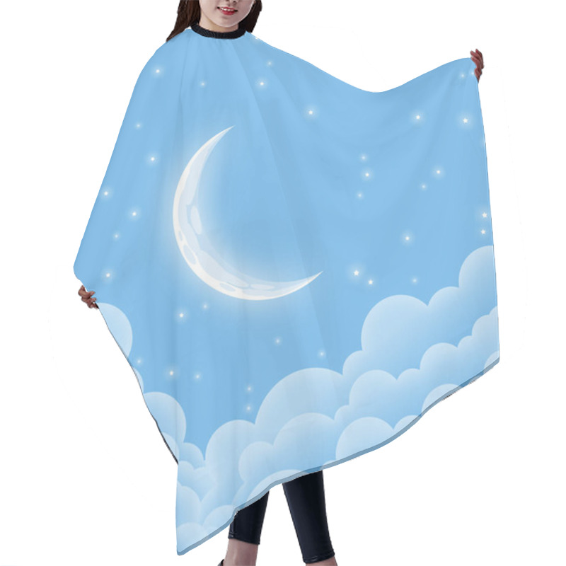 Personality  Soft Blue Starry Moonlit Night Hair Cutting Cape