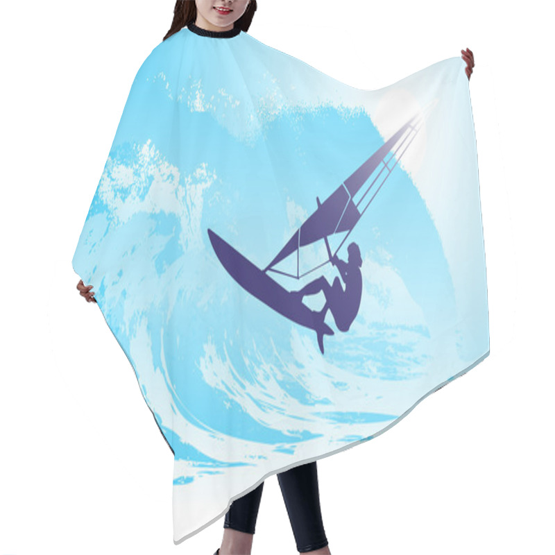 Personality  Abstract Silhouette Of A Surfer In The Ocean Hair Cutting Cape