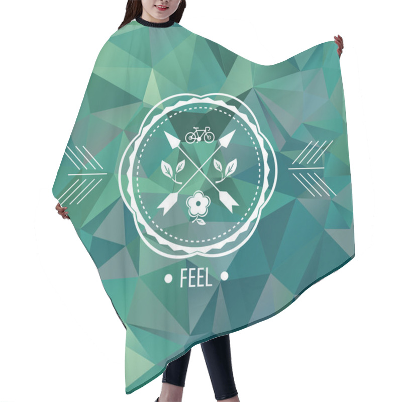 Personality  Green Backdrop And Badge With Cycle, Leaves Hair Cutting Cape