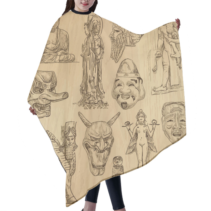 Personality  Native And Old Art Hair Cutting Cape