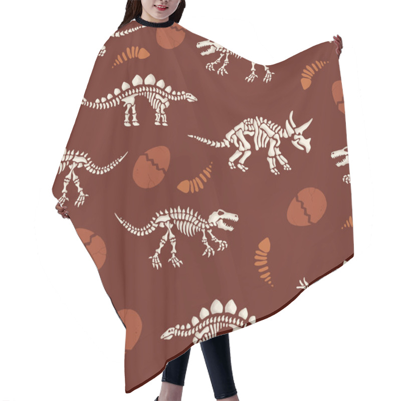 Personality  Dinosaurs Skeletons Underground Vector Seamless Pattern Hair Cutting Cape