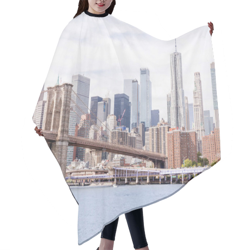 Personality  Urban Scene With Brooklyn Bridge And Manhattan In New York, Usa Hair Cutting Cape