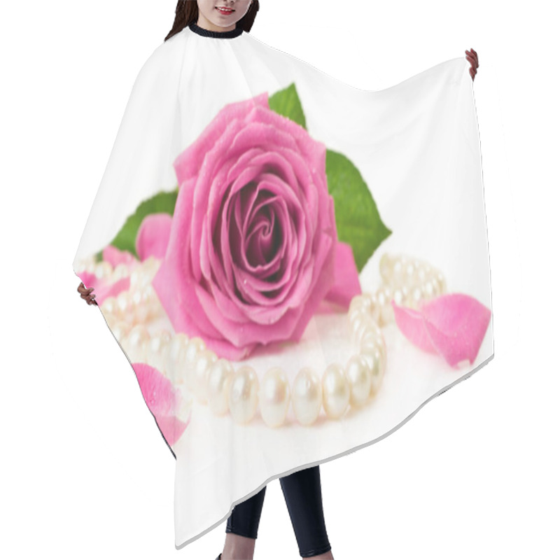 Personality  Pink Rose And Pearl Necklace Hair Cutting Cape