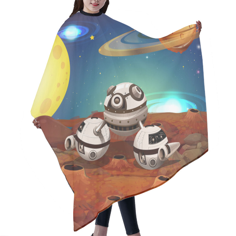 Personality  Spaceship On The Moon Hair Cutting Cape