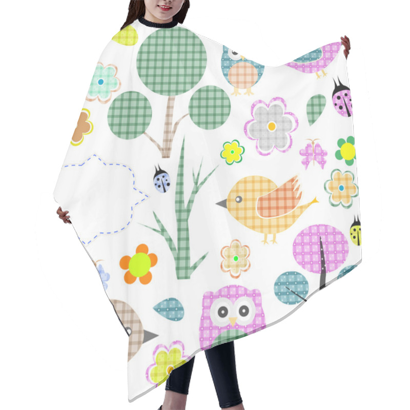 Personality  Set Of Nature Textile Stickers Hair Cutting Cape