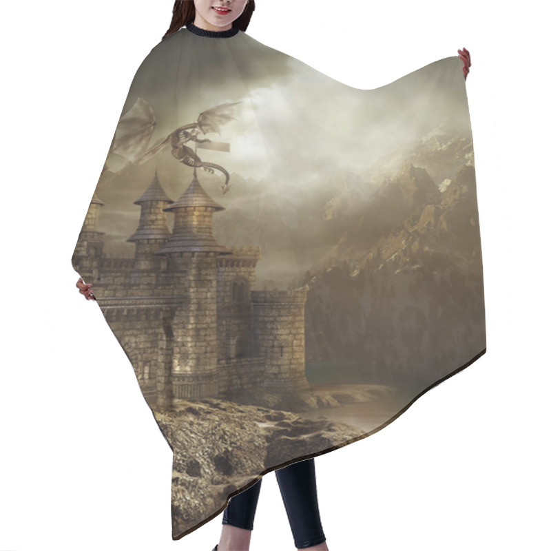 Personality  Fantasy Castle With A Dragon Hair Cutting Cape