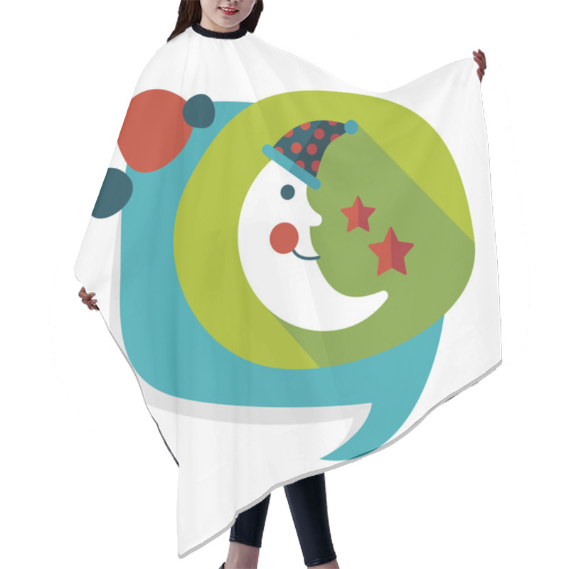 Personality  Moon&star Flat Icon With Long Shadow,eps10 Hair Cutting Cape