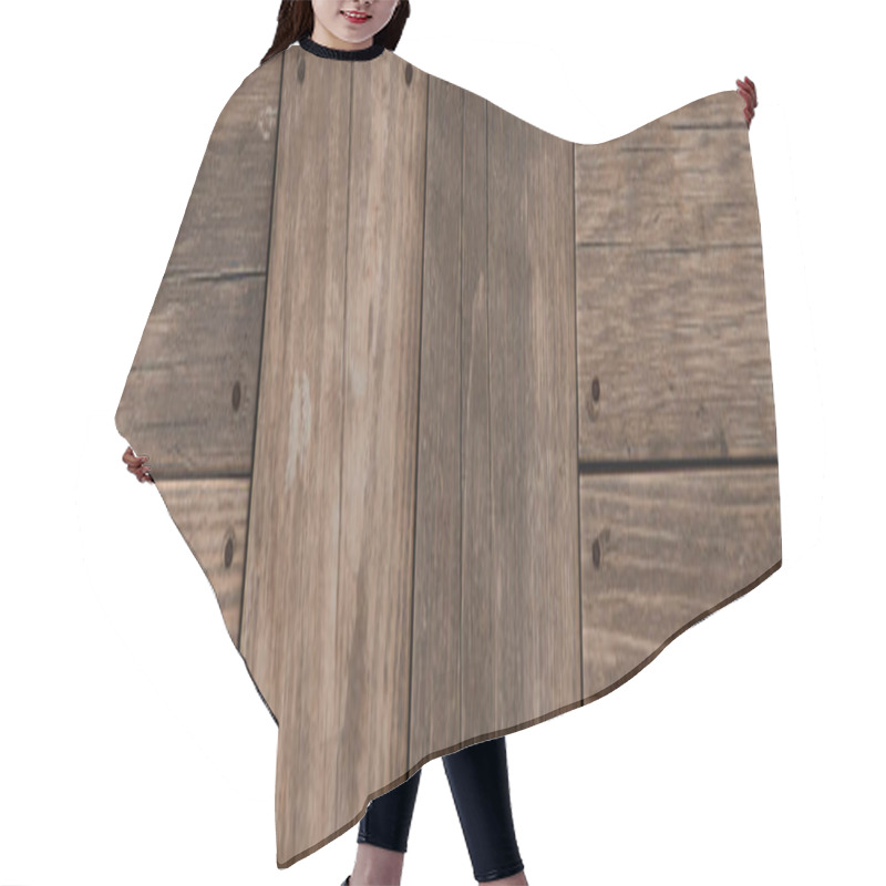 Personality  Natural Wood, Grey Textured Surface Background, Top View, Banner Hair Cutting Cape