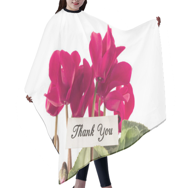 Personality  Thank You Card With Bouquet Of Cyclamens Hair Cutting Cape