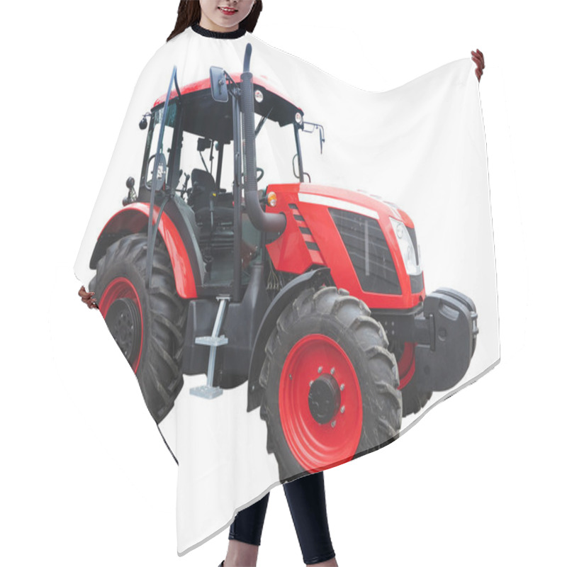 Personality  New Red Powerful Tractor Isolated Over White Hair Cutting Cape