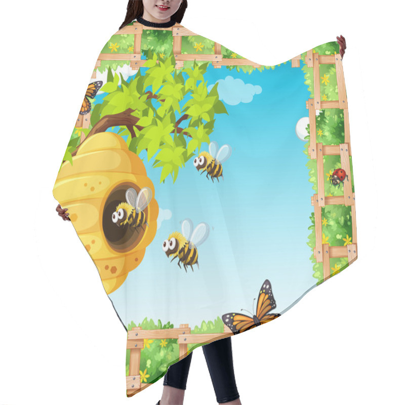 Personality  Scene With Bees Flying Around Beehive Hair Cutting Cape