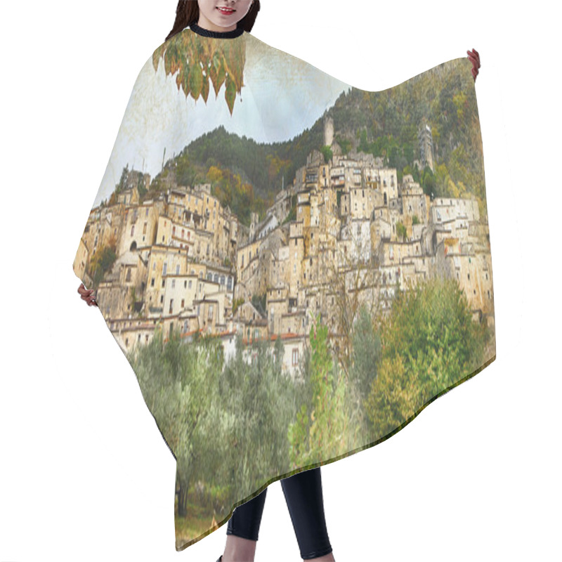 Personality  Old Italian Villages - Pesche, Artistic Retro Styled Picture Hair Cutting Cape