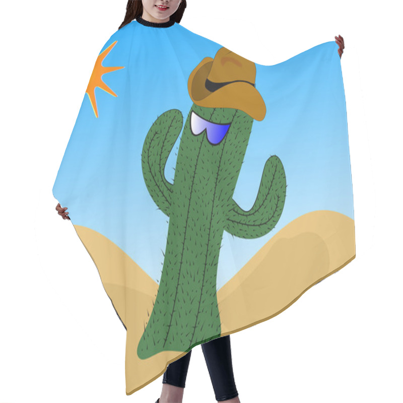 Personality  A Cartoon Cactus Wearing A Cowboy Hat Hair Cutting Cape