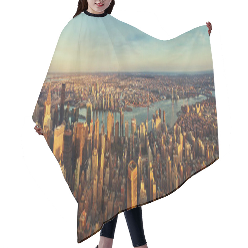 Personality  Beautiful Panorama Of New York City At Sunset. Top View. Hair Cutting Cape