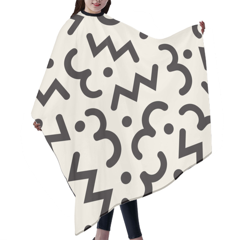 Personality  Seamless Monochrome Mix Zigzag Geometry And Dot Pattern Background Like A Brain Hair Cutting Cape