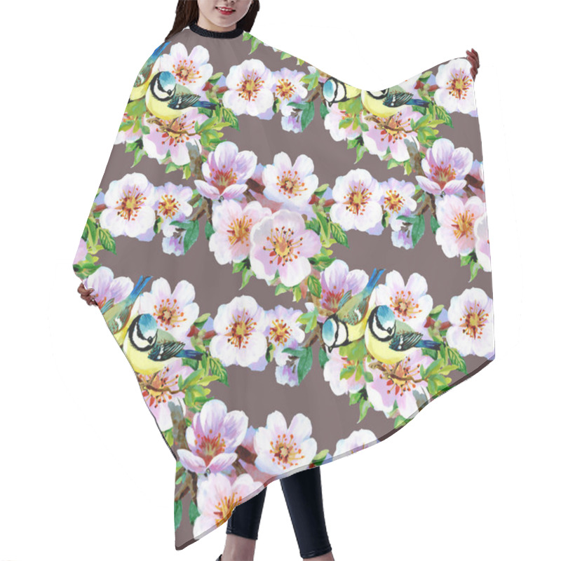 Personality  Beautiful Spring Flowers And Birds Pattern  Hair Cutting Cape