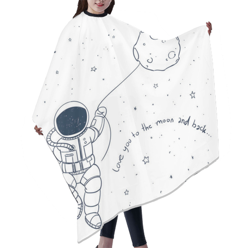 Personality  Vector Astronaut Doodle Hair Cutting Cape