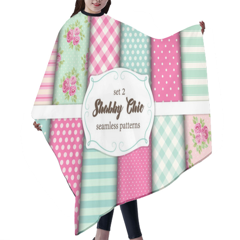 Personality  Set Of 12 Cute Seamless Shabby Chic Patterns With Roses, Polka Dots. Stripes And Plaid Hair Cutting Cape