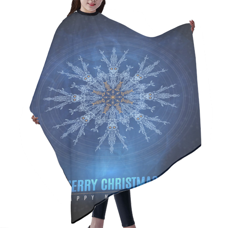 Personality  Merry Christmas Happy New Year Fancy Gold Winter Snowflake Shape In Hipster Origami Style. Ideal For Xmas Card Or Elegant Holiday Party Invitation. EPS10 Vector. Hair Cutting Cape