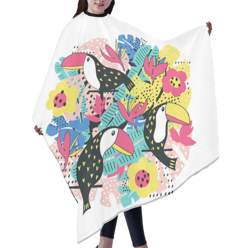 Personality  Toucan Floral Card Hair Cutting Cape