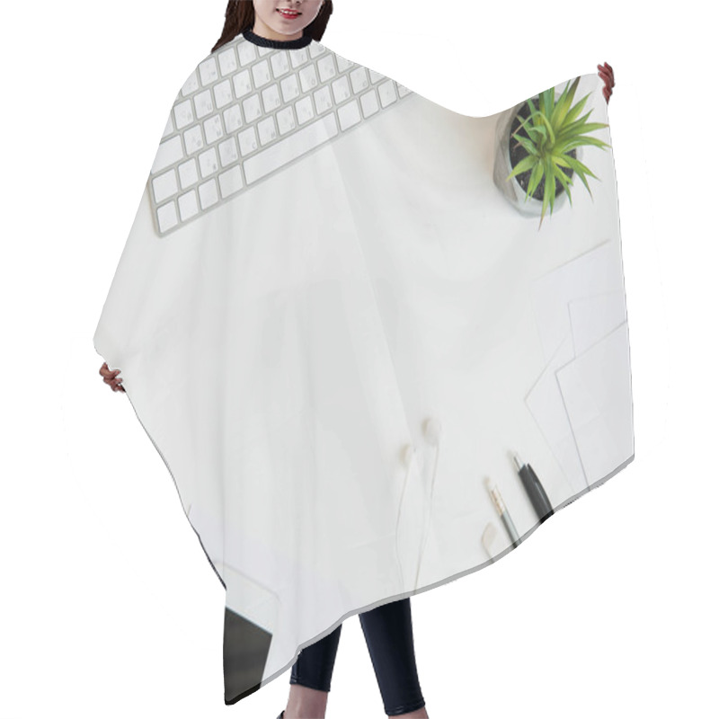 Personality  Keyboard With Office Supplies Hair Cutting Cape