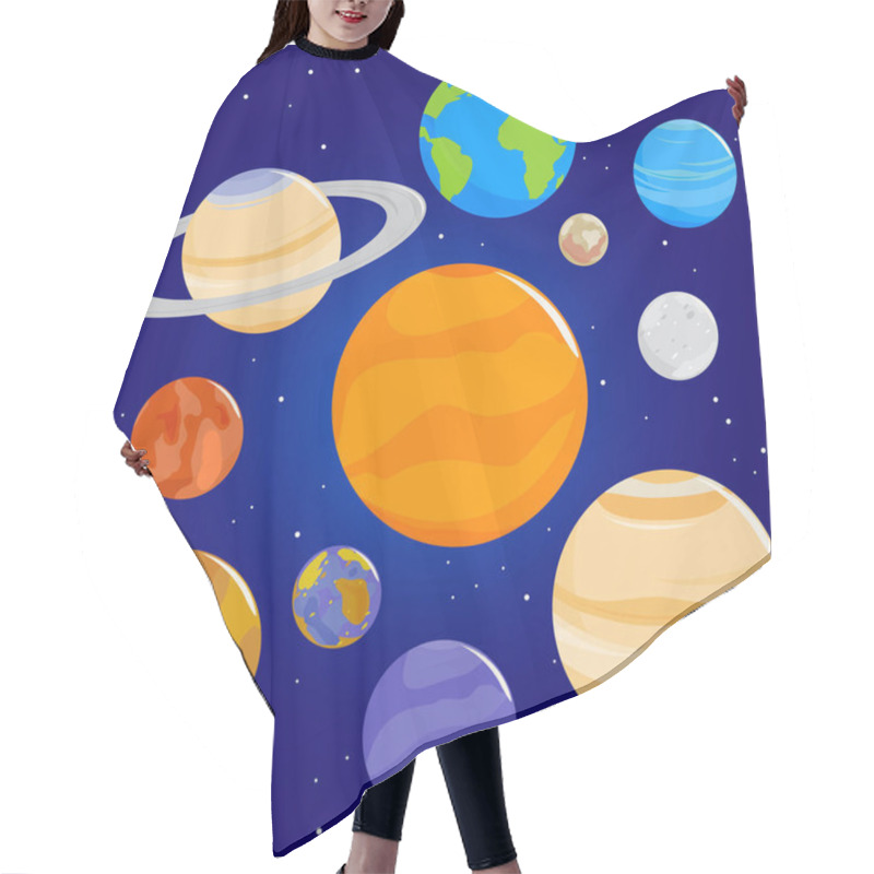 Personality  Planets Of Solar System In Space. Vector Illustration Hair Cutting Cape