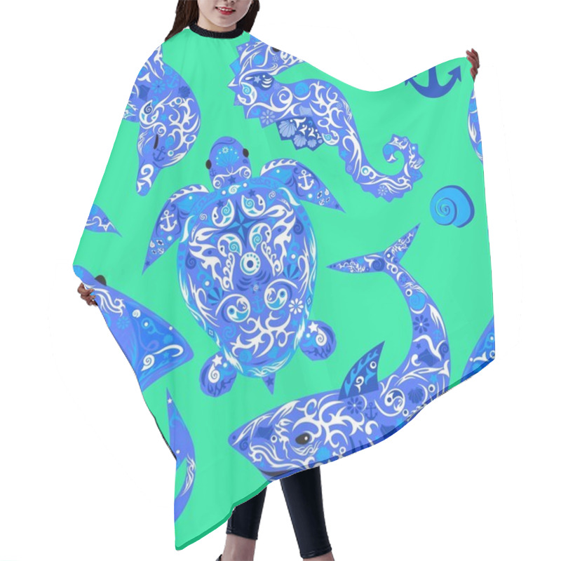 Personality  Marine Animal  Pattern Hair Cutting Cape