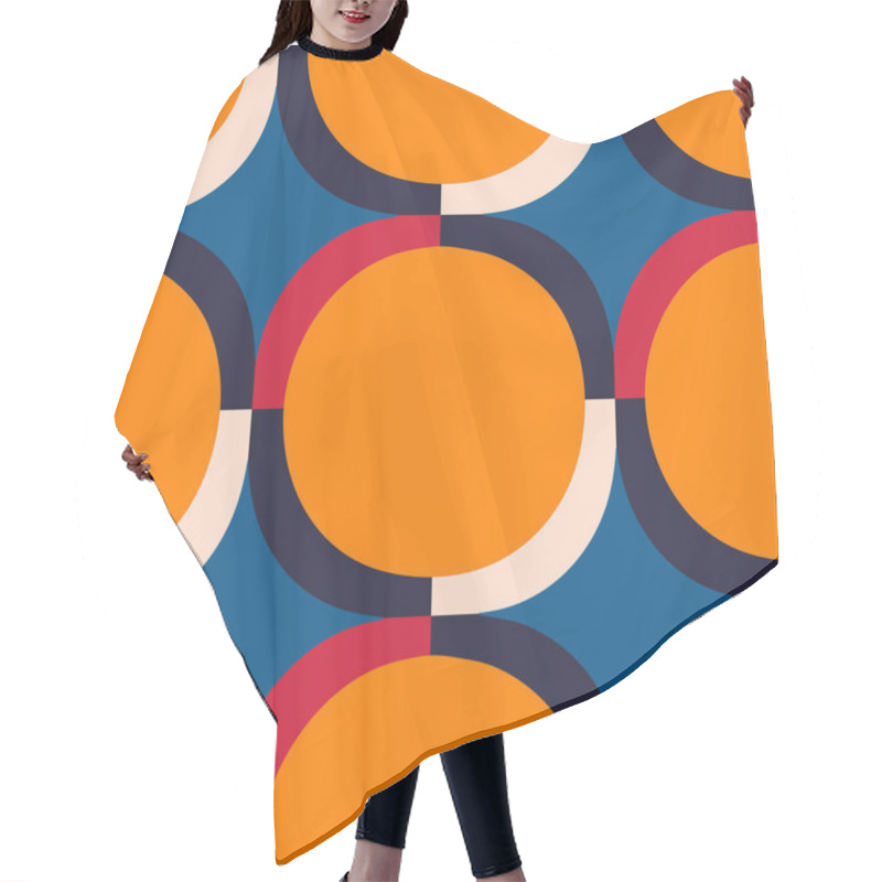 Personality  Abstract Geometrical Pattern In A Retro Style. Mid Century Modern Texture. Bold And Groovy Seamless Background. Hair Cutting Cape