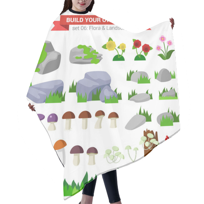 Personality  Nature Objects Icon Set. Hair Cutting Cape