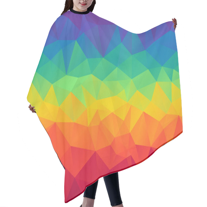 Personality  Vector Abstract Irregular Polygon Background - Triangle Low Poly Pattern - Full Spectrum Multi Color Horizontal Rainbow - Red, Orange, Yellow, Green, Blue, Purple Hair Cutting Cape