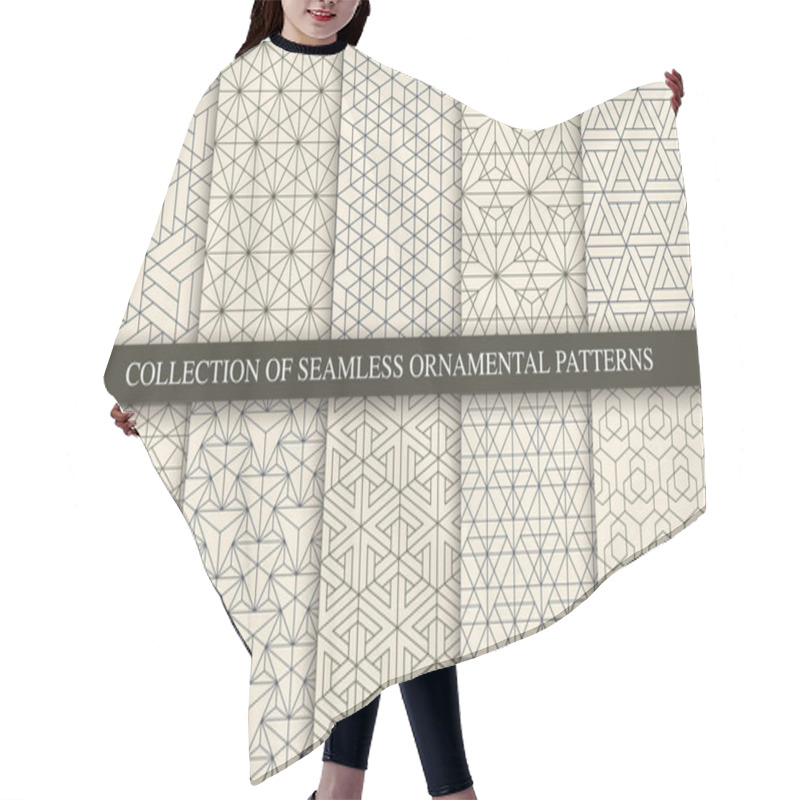 Personality  Collection Of Vector Seamless Geometric Ornamental Patterns. Trendy Beige Oriental Backgrounds. Tile Mosaic Design Hair Cutting Cape