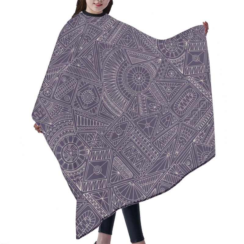 Personality  Seamless Asian Ethnic Floral Doodle Pattern. Hair Cutting Cape