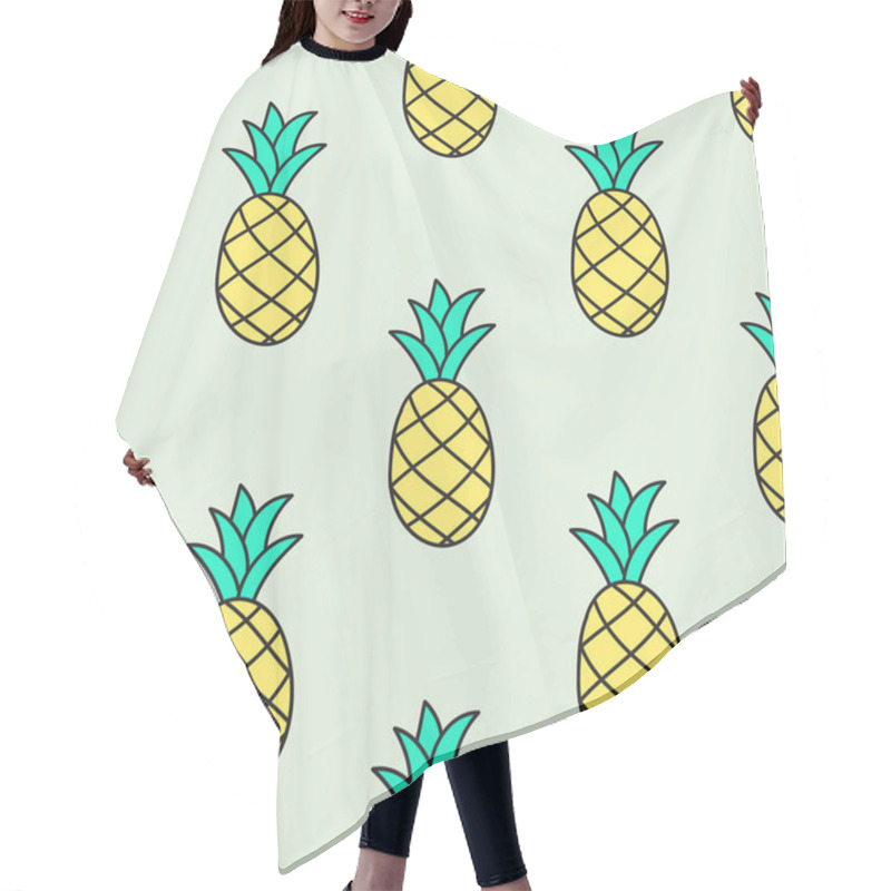 Personality  Seamless Hand-drawn Pattern With Pineapple. Vector Illustration. Hair Cutting Cape