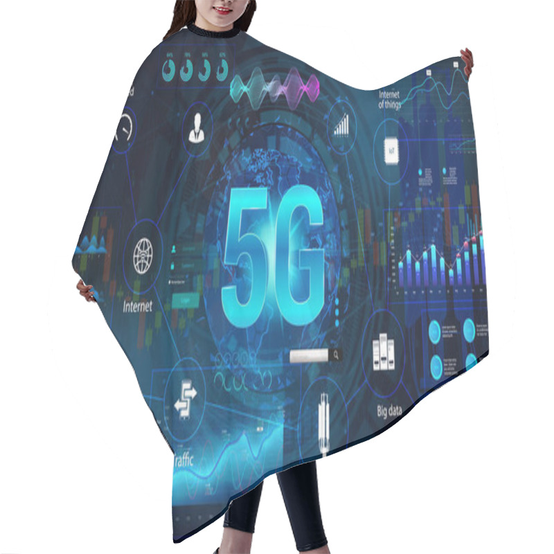 Personality  5G Internet Technology Concept Banner Hair Cutting Cape