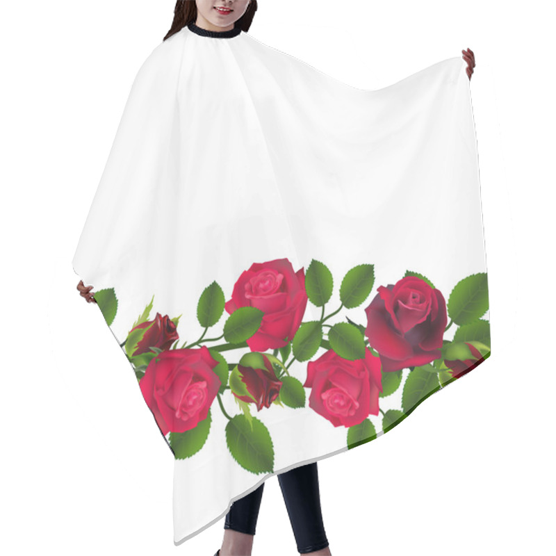 Personality  Seamless Red Roses Pattern Hair Cutting Cape