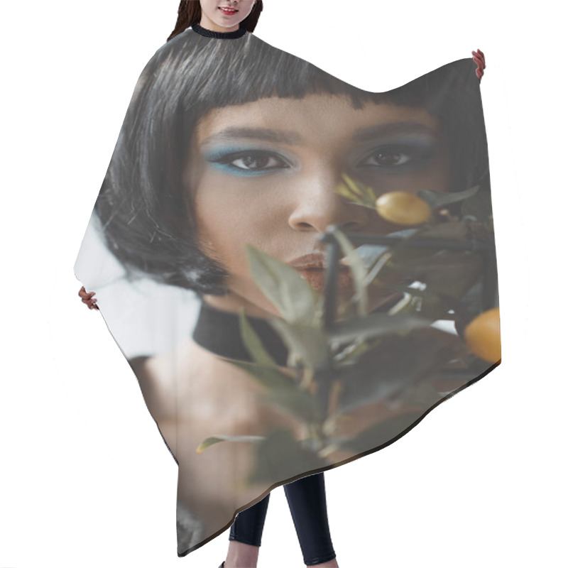 Personality  Woman With Lemon Tree Hair Cutting Cape