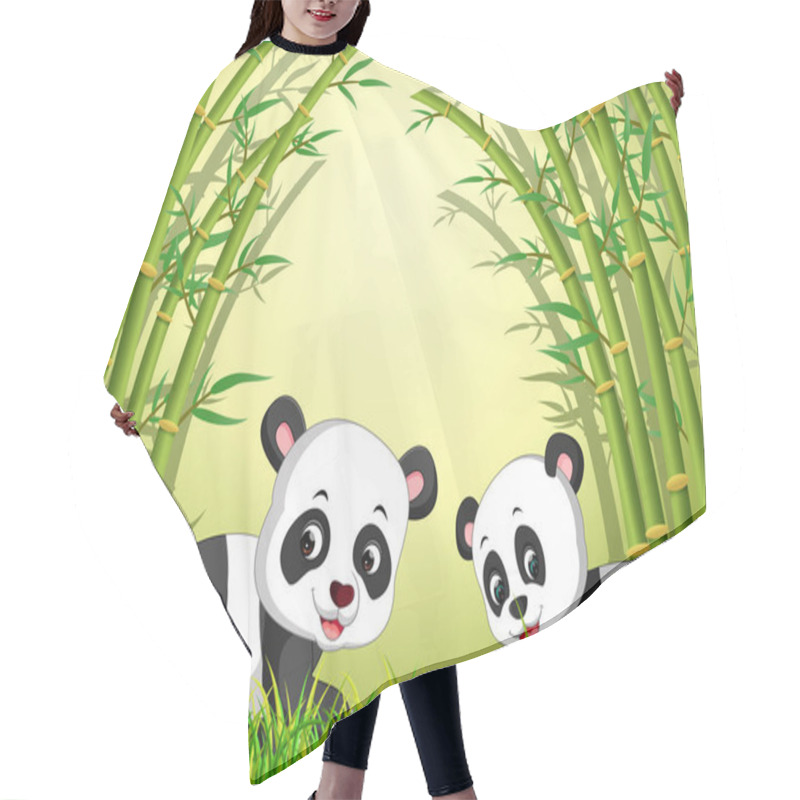 Personality  Two Cute Panda In A Bamboo Forest Hair Cutting Cape